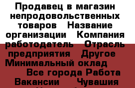 Продавец в магазин непродовольственных товаров › Название организации ­ Компания-работодатель › Отрасль предприятия ­ Другое › Минимальный оклад ­ 22 000 - Все города Работа » Вакансии   . Чувашия респ.,Новочебоксарск г.